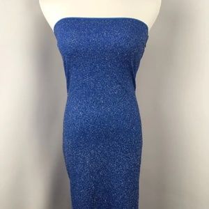 JESSICA MCCLINTOCK GUNNE SAX Blue Vtg Asymetrical Bodycon Glitter Dress PROM NWT